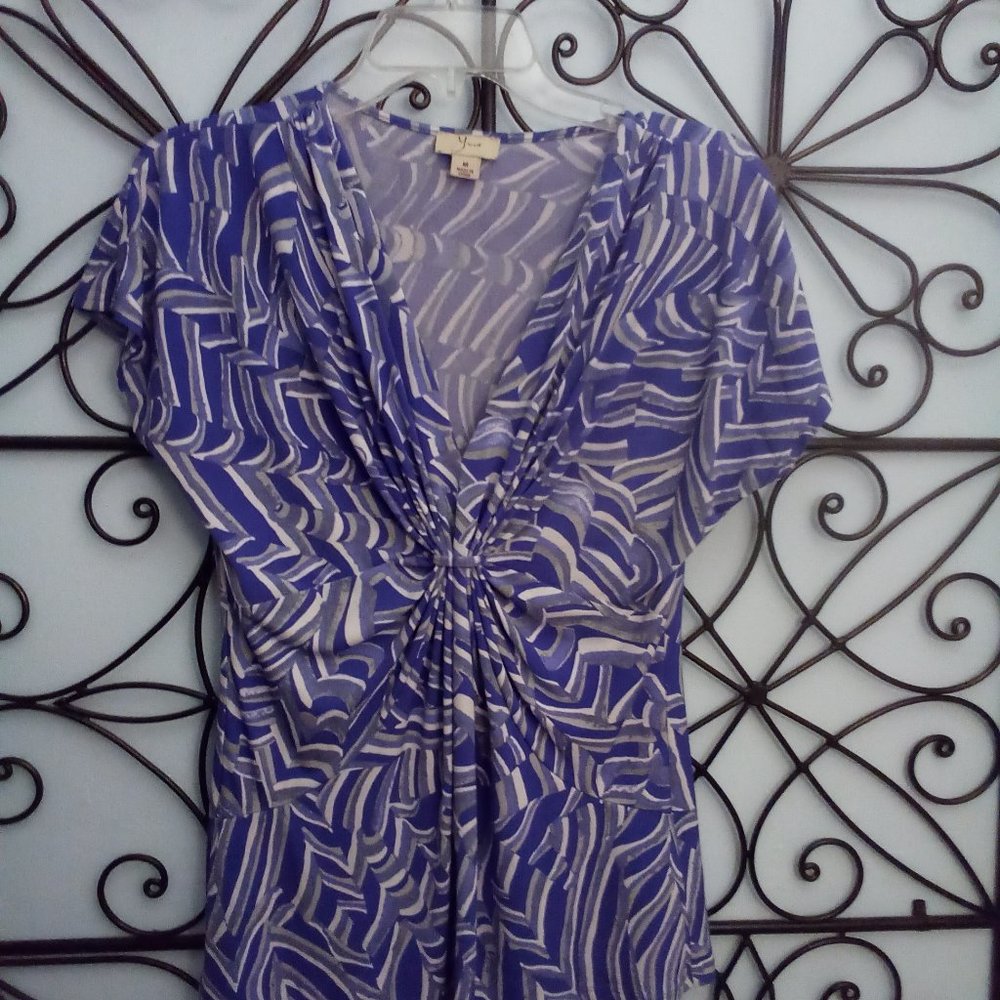 Yves size Medium, purple, grey and white women's top.